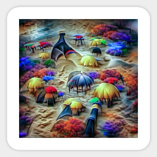 Abstract Umbrella Beach A.I. Generated Art Sticker